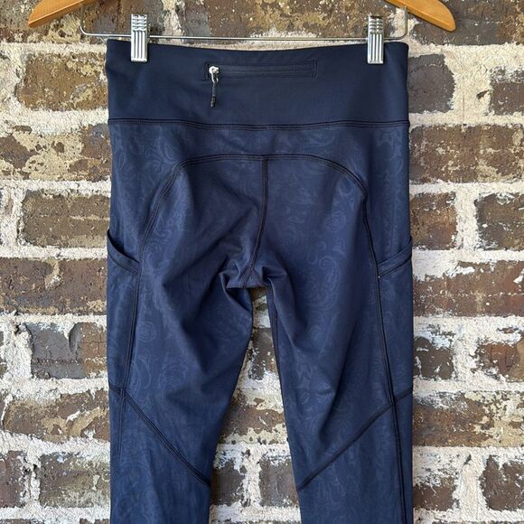 Lululemon Speed Tight Ruched Leggings Navy Paisley - Picture 6 of 7